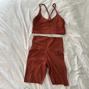 Nike Dri-Fit Indi Yoga Luxe Active Set Crop Sports Bra & High Waist Biker Shorts